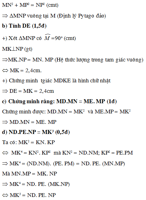 LỜI GIẢI Cho tam giác MNP có MN cm MP cm NP cm a Chứng