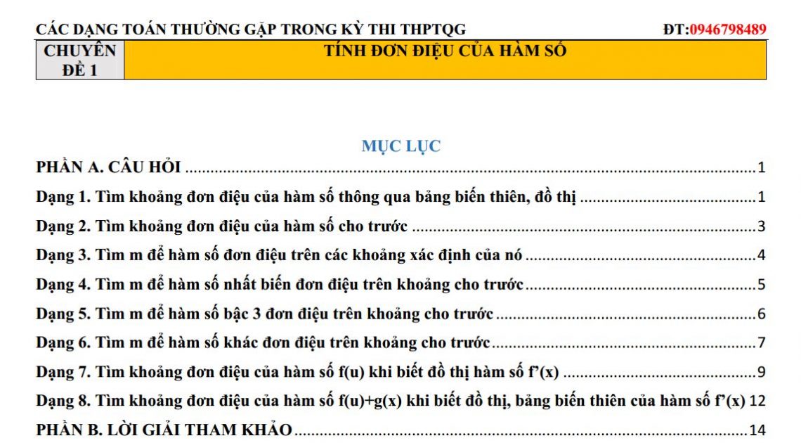 Dạng 2: Bài toán tìm m để hàm số đồng biến, nghịch biến.