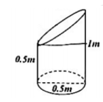 Nếu như một khối gỗ hình trụ với đường kính 0.5m được cắt đi một phần, thì phần còn lại sẽ có thể tích bao nhiêu?
