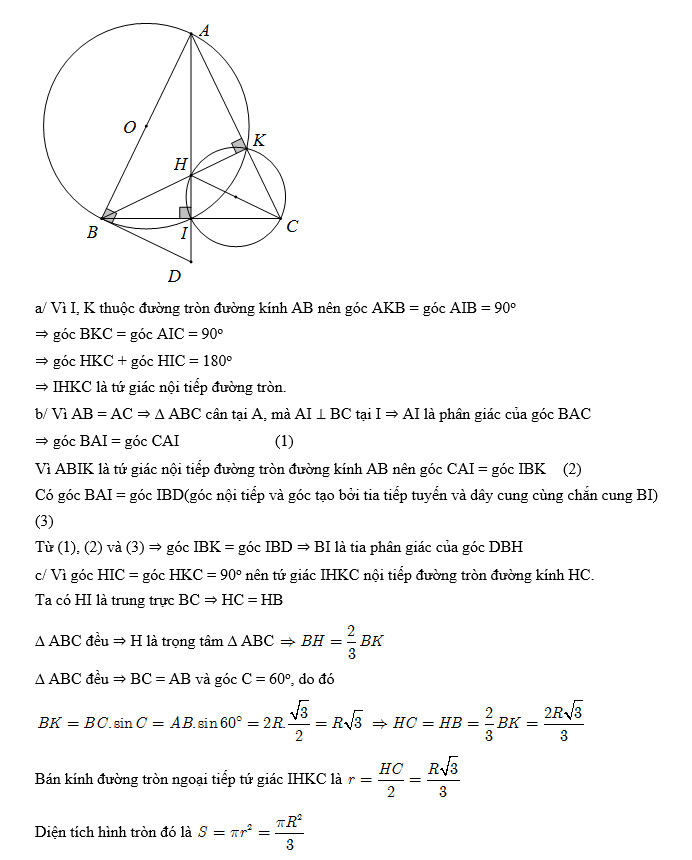 [LỜI GIẢI] Cho Tam Giác Nhọn ABC Có AB = AC. Đường Tròn Tâm (O) đường K ...